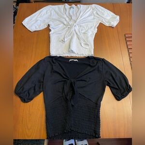 Abercrombie peasant tie front tops in black and white